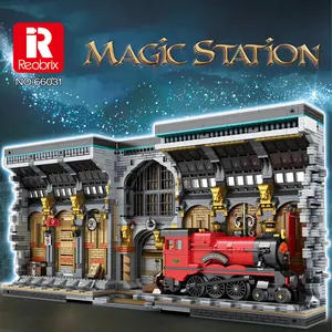 Reobrix Magic Train Booknook Building Set with Lights Creative Bookends Building Kit 66031 2795 PCS Book Nook Model Toy Kit Bookshelf Home Decor Gift for Teens 14+ and Adults