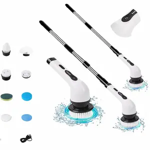 Electric Spin Scrubber,Cordless Spin Scrubber for Cleaning with 8 Replaceable Brush Heads,Shower Scrubber with Adjustable Detachable Handle for Bathroom,Kitchen