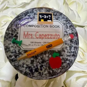 Custom Teachers Coasters - Personalized Tableware for Educators - Unique Design with Pencil and Apple Motif - Perfect for Teacher Gifts