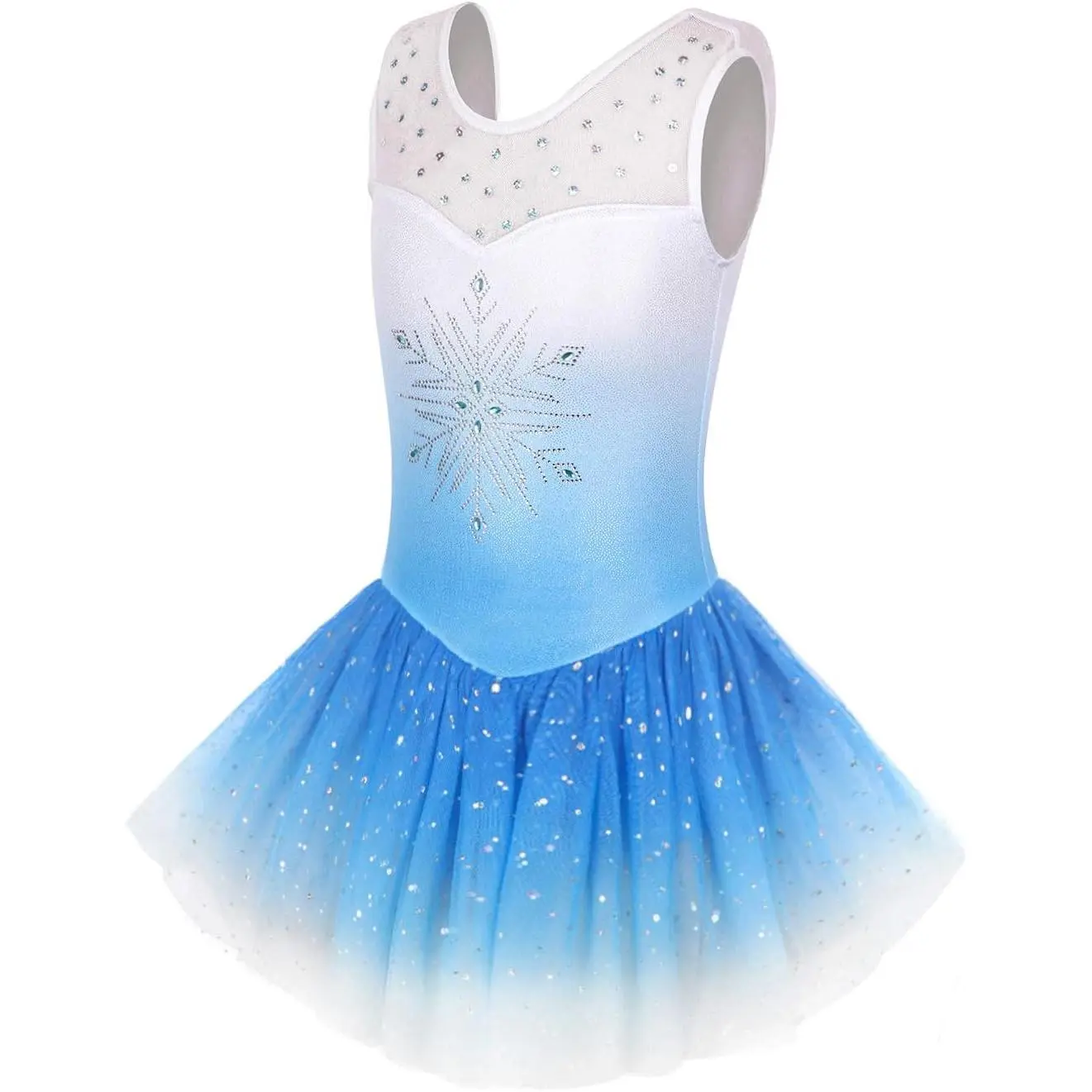 Girls' Sleeveless Dance Leotard with Sparkly Tulle Tutu, Ballerina Costume for Toddler Ballet & Gymnastics, Ages 1-10, Sparkly Detail, Polyester Blend, Skin-Friendly Fit