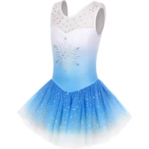 KF5-CPA035 Ballet Leotard for Girls Dance Gymnastics Toddler Sparkly Dance Dresses Outfits Tutu Skirted Leotard Kids 1-10 Years