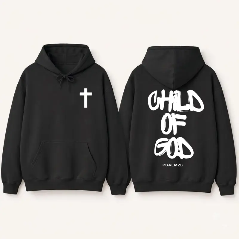 Child of God 2-sided Hoodie, Faith Graphic Pullover, Christian Streetwear Sweatshirt, Unisex Casual Outfit, Trendy Spiritual Apparel