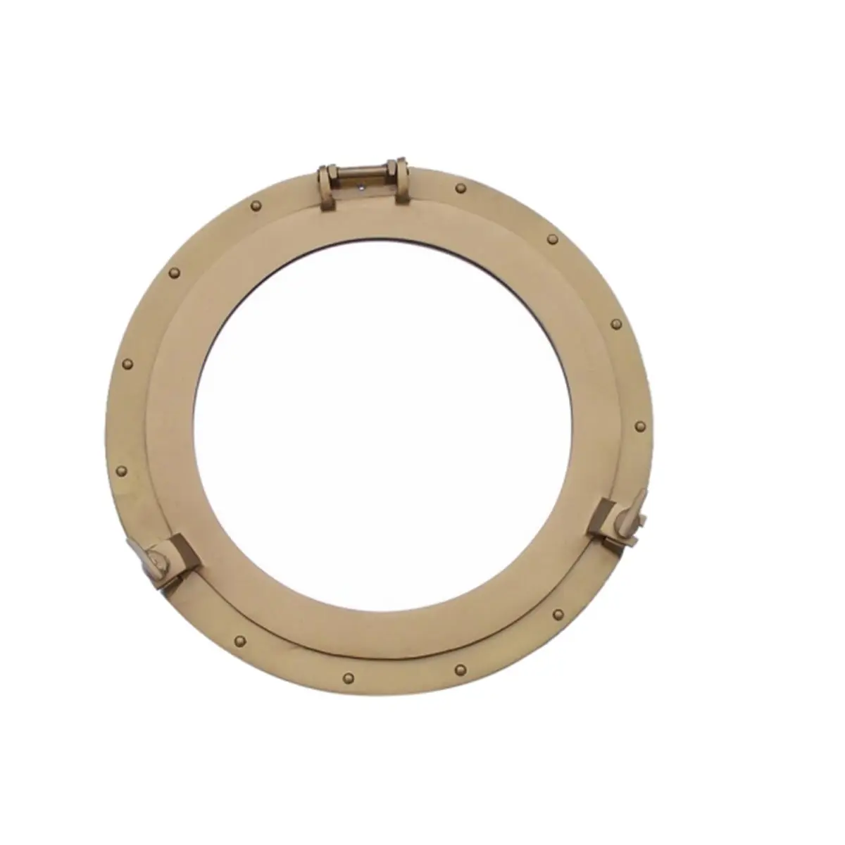 212 MAIN 24 in. Round Vintage Antique Brass Functional Porthole Bathroom Mirror - Handcrafted Model Ship-Inspired, Light-Reflector Glass Wall Mirror with Durable Metal Build for Nautical Theme Enthusiasts, Room Decor