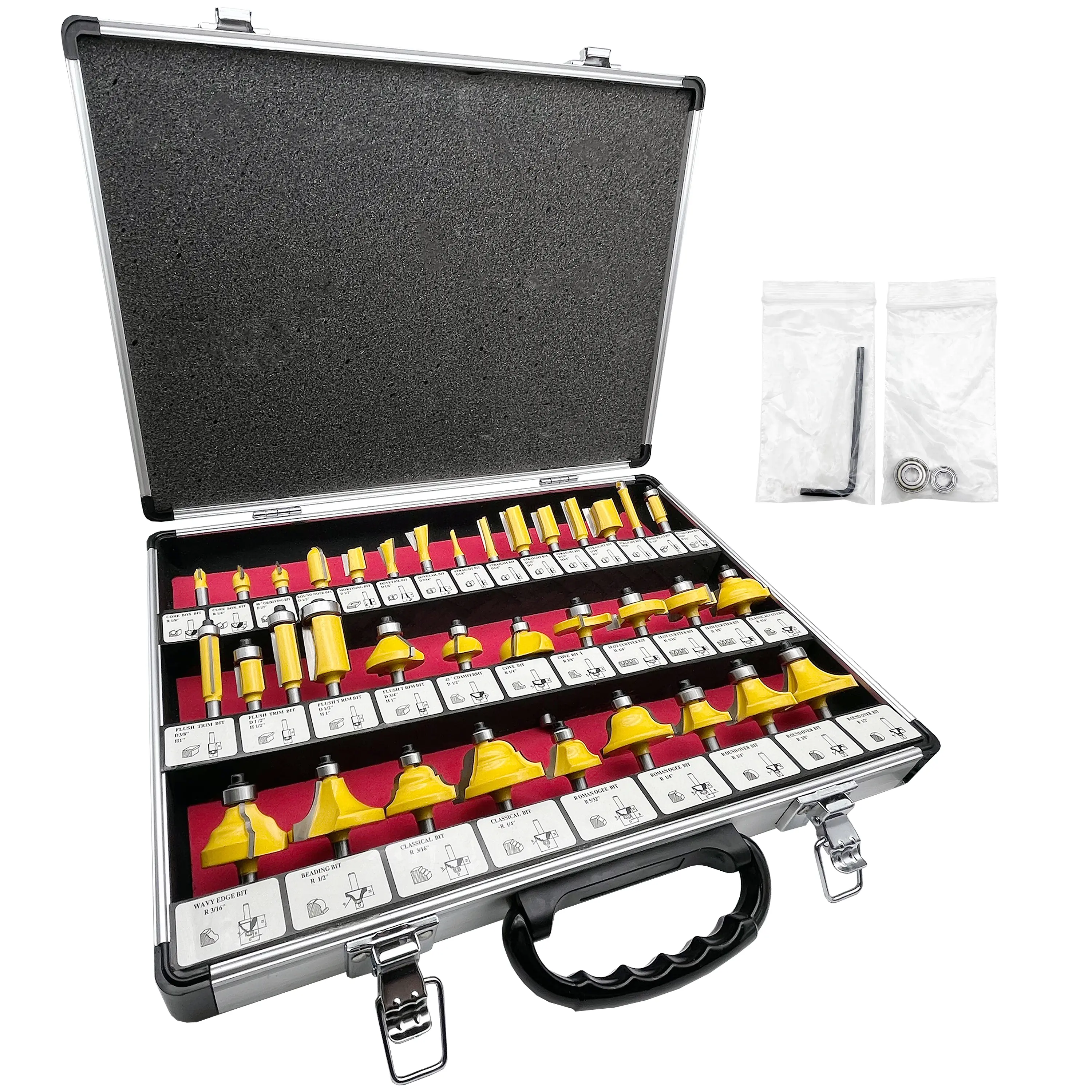 LU&MN Carbide Tipped Router Bit Set ( 35 PCS) with 1/4" Shank Wood Milling Saw Cutter, Multi-Purpose (Woodworking Tools for Home Improvement and DIY) Cutting