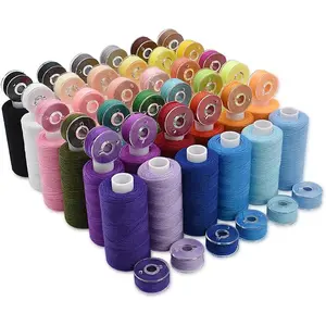 72Pcs 36 Colors Prewound Bobbins and Thread Spools for Hand & Machine Sewing Emergency Travel DIY Home, 400 Yards per Polyester Thread Spool
