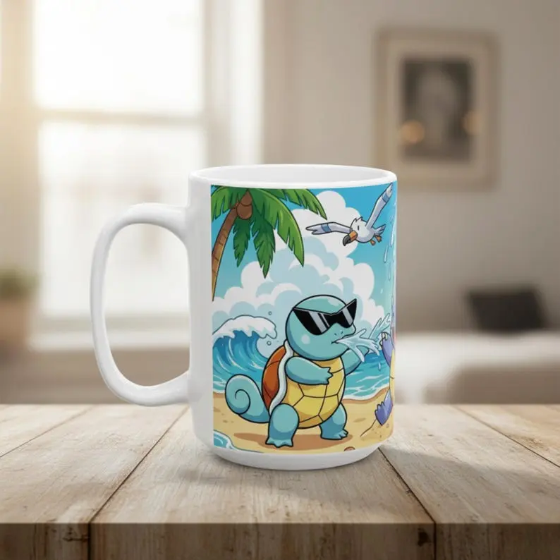 Japanese Squirtle Wartortle Blastoise Mug, Poke Coffee Cup Anime Gift Cute, Gift Anime Mug, Poke Father's Day Gift For Him, Pokedad Mug
