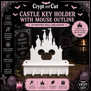 Castle Key Holder with Mouse Outline | 3D Printed Wall Organizer
