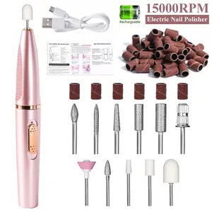 Electric Nail Drill Kit, 1 Box 15000RPM Professional Electric Nail File for Acrylic Polish Gel Nail Removal, Rechargeable Nail Drill with Nail Drill Bits, Nail Drill Polisher