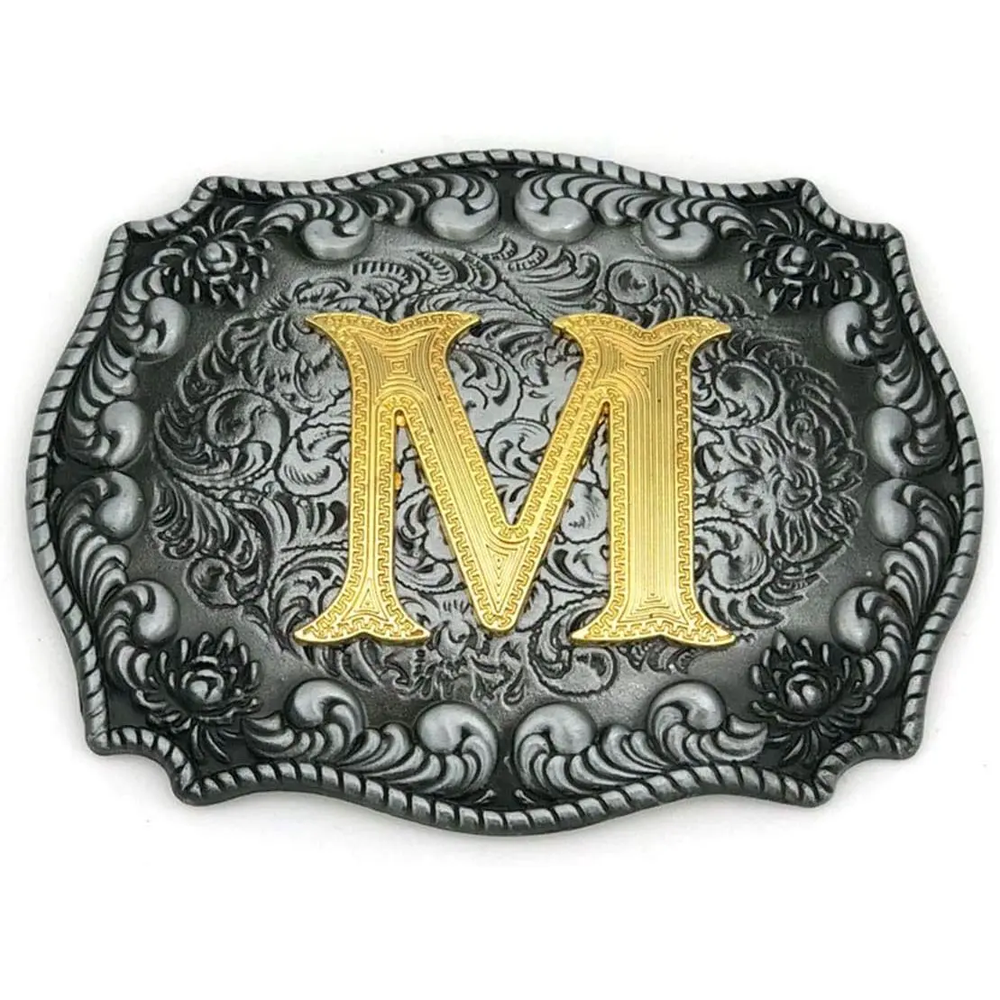 Personalized Western Cowboy Initial Letter Belt Buckle, Large A-Z Zinc Alloy Rodeo Buckle for Men & Women, Fits 1.5" Belts