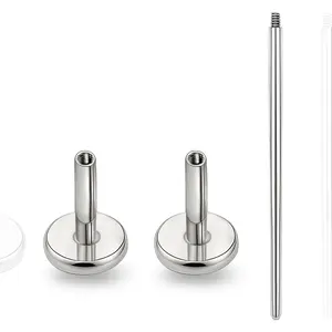 16G/18G  Internal Threaded Titanium Bar  Replacement,Flat  Stud Earrings  Medusa Helix Couch Labret Bar for Women Men  Ears(A Pair)