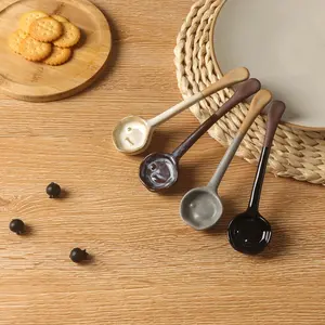 Ceramic Spoon, 1/4pcs Coffee Soup Dessert Tea Spoon, Kitchen Utensils for Home Dining Room Picnic Barbecue, Spoons Set