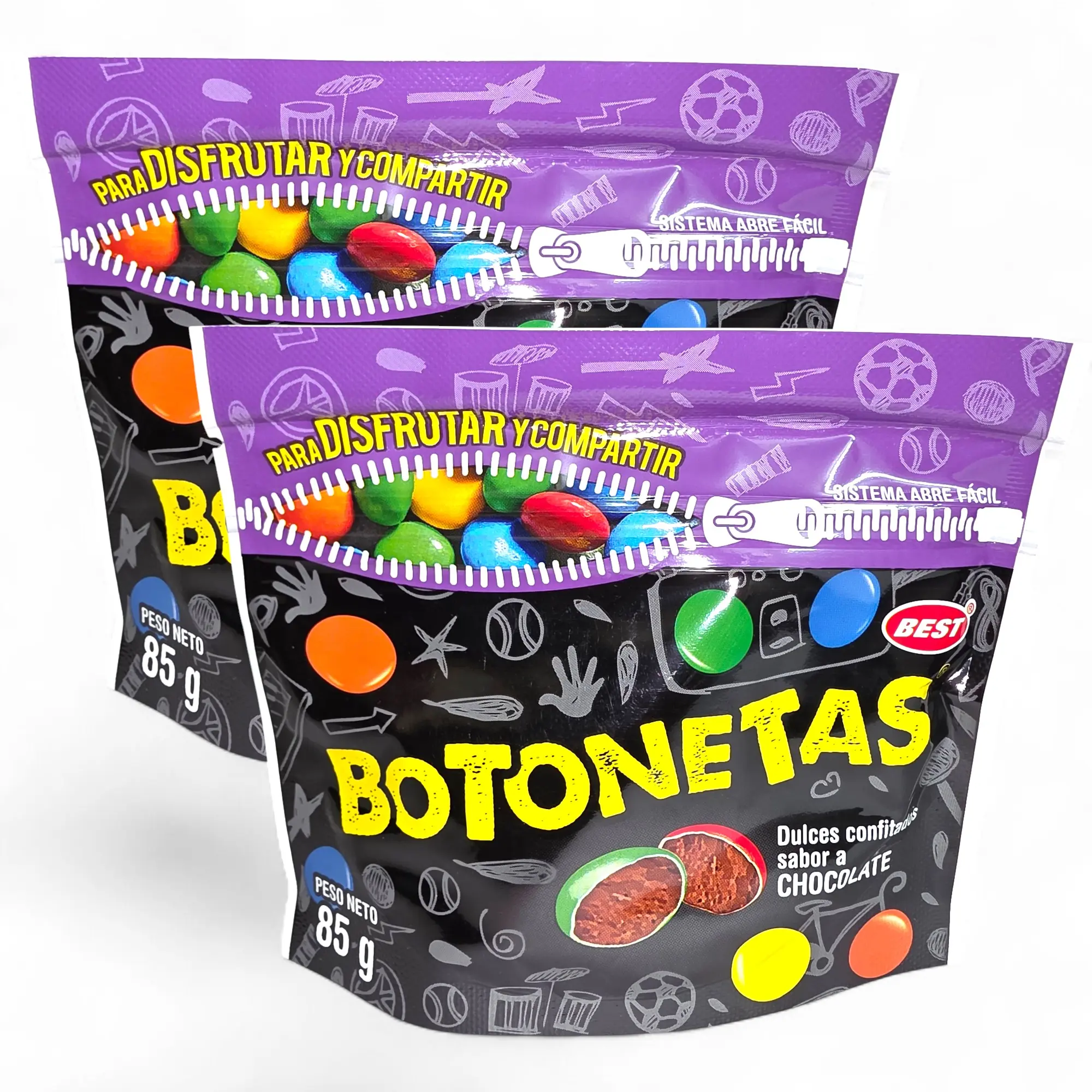 Botonetas Chocolate Button Candy, 2-Pack, 170g Net Weight, for Sharing & Versatile Use