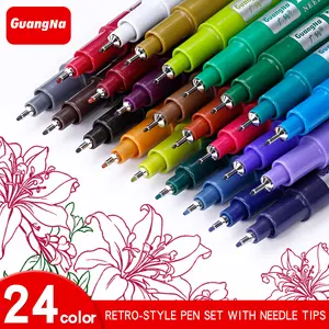 12/24 Colors Needle Tube Pen, Fine Point 0.5mm, Colorful Stylo Gel Pens Set, Ballpoint Liner Marker Highlighter, Smooth Writing