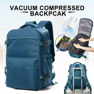 HYC00 Vaccum Compression Travel Backpack for Women Men, Air-Seal Bag with Vacuum Pump, Flight Approved Airport Backpack, Carry on Laptop Backpack, Waterproof Outdoor Hiking Sports Rucksack Fabric Nylon