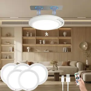 USB Charging Motion Sensor Magnetic Ceiling Light (2 Pack), Remote Control, LED Battery Powered, Wireless Shower Lamp, Adjustable Colors