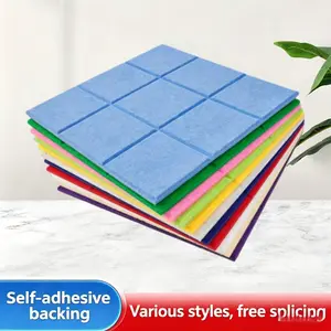 Self-Adhesive Soundproof Panels, 12-Piece Felt Eco-Friendly Living Room Decor, Colorful Display Wall for Kindergarten, Strong Noise Reduction