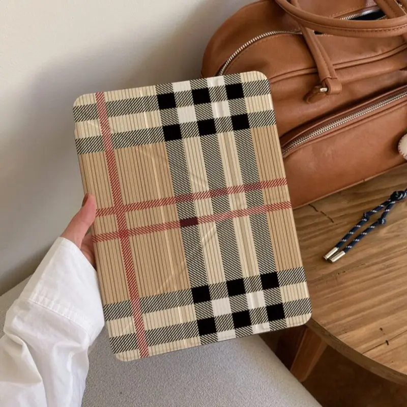 Acrylic Tablet Protective Case for iPad 10.2/10.9/11 Inch, Transparent Anti-Drop Protection Full Coverage, Y-Fold Stand with Pen Slot, Tablet Casing