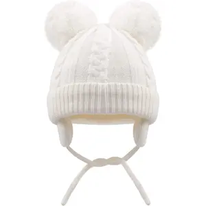 BY-L Toddler Winter Hat with Earflap Scarf Hood Thick Warm Kids Skull Cap for Baby Girls Boys