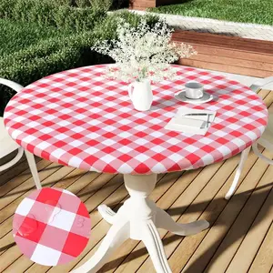 Waterproof round table cover with elastic