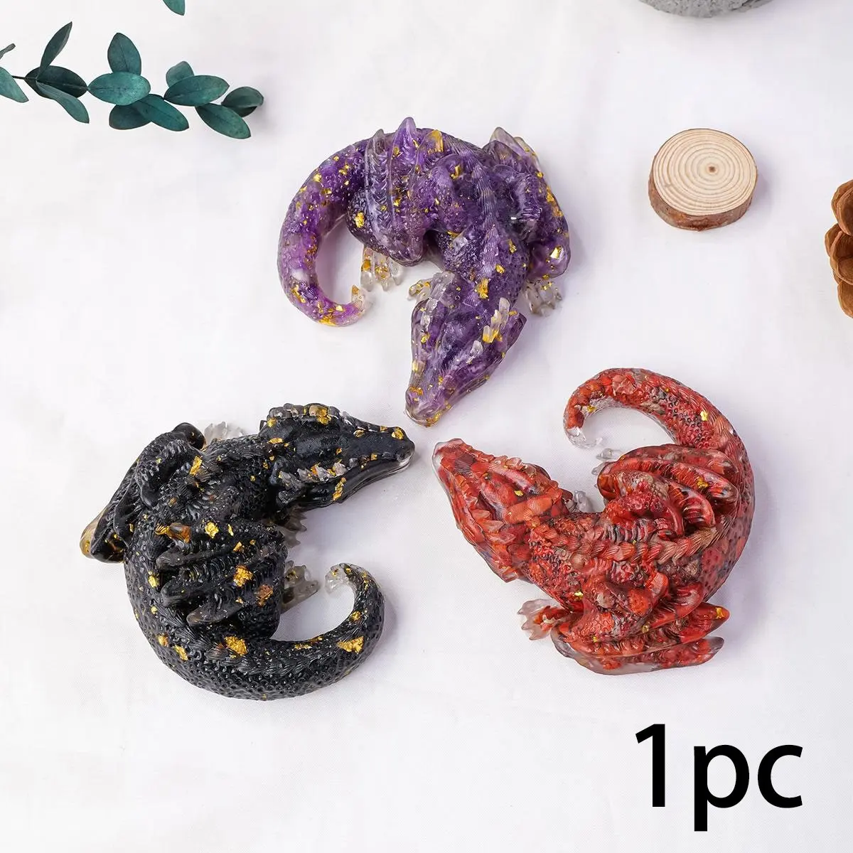 1 Natural Crystal Reclining Dragon Statue — Reiki Healing Stone Dragon Ornament, Serving as Both an Amulet and a Feng Shui Sculpture, Suitable for Home and Office Decor