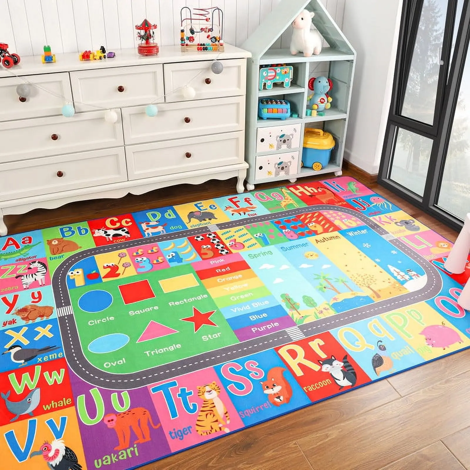 YJ.GWL Children's Activity Playmat - ABC Educational Learning Carpet, Machine Washable Nursery Mat for Playroom, 3'x5', 4'x6', 5'x7', Multicolor, Activity Play Mat