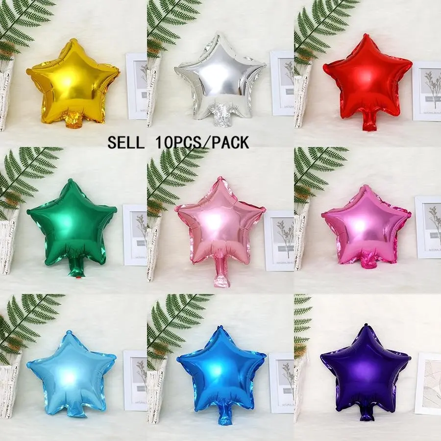 Five-pointed Star Shaped Balloon, 10pcs Inflatable Balloon, Party Balloon for Birthday Wedding Baby Shower Decoration, Aluminium, Balloon Decorations