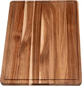 【Christmas Gift】Acacia Cutting Boards for Kitchen, Cheese Charcuterie Board, Extra Large Cutting Board with Side Handles & Juice Grooves, Reversible Wooden Chopping Board, Butcher Block Cutting Boards Knives Stylish Oil