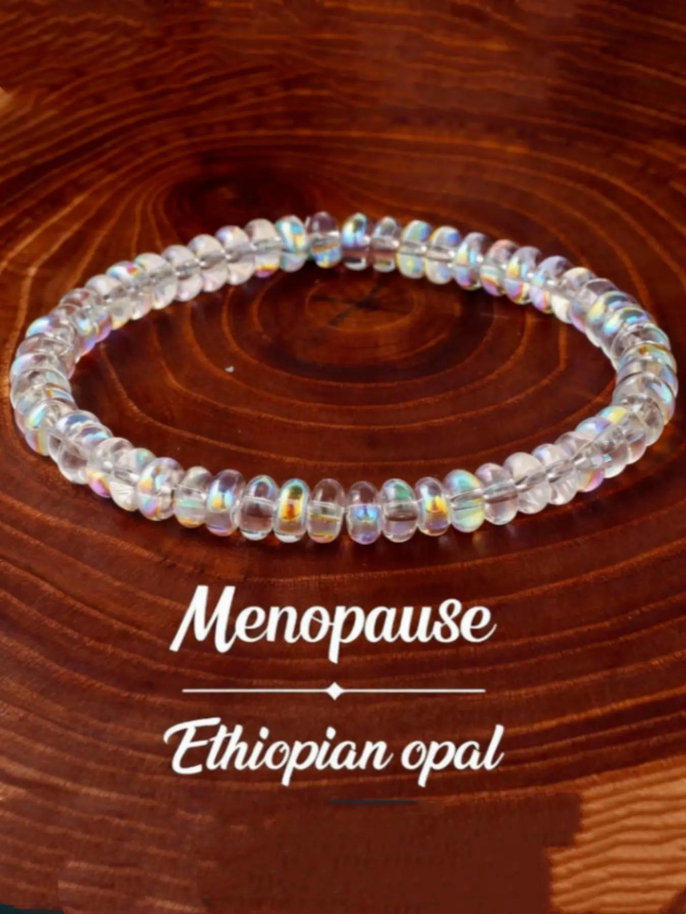 Natural Ethiopian Opal Bracelet for Menopause Women, Dainty Crystal Beaded Bracelet, Stretchable Elastic Cord Jewelry, Emotion Balance Health Accessory, Fashion Stackable Bangle, Healing Crystal Bracelet, Crystals Bracelets