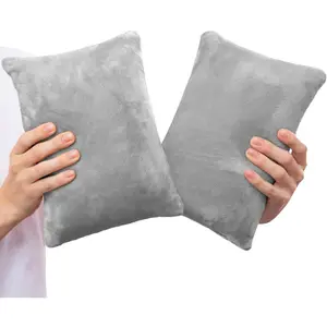 2 Pack Small Memory Foam Mini Pillow 11 X 7 Inches for Travel Sleeping Nap Neck Knee Lumbar Support Tiny Cushion for Pet Dogs (Grey)
