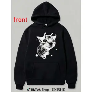 Vintage Y2K Alien Cat Meme Hoodie for Men & Women – Retro Silly Kitty Design