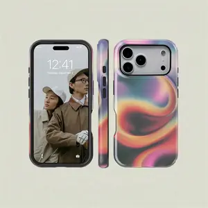 Gradient Fluid Pattern Phone Case, Durable Protective Shockproof Fashion Cover for iPhone 11 12 13 14 15 16 17 Pro Max & Samsung Galaxy S26 S25 Ultra S24 Plus S23 FE.MFLA38