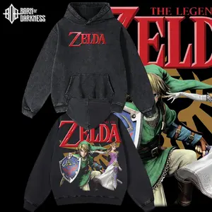 BOD - Zelda Game Vintage Unisex Oversize Washed Cotton T-shirt Hoodie, Graphic Tee, Action-Adventure Game Lover, Game Merch Fan, Outfits Men, Boys Merch Top
