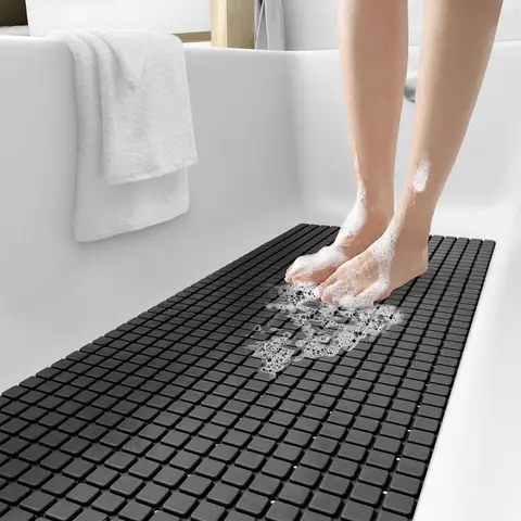 Bathroom Shower Mat, Non-slip Shower Mat with Drain Hole & Suction Cup, Bathroom Floor Mat, Soft Massage Bath Mat, Household Bathroom Shower Carpet, Bath Accessories, Home Supplies, Non Slip Mats, Nonslip Shower Mat