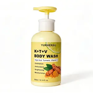 Hydroxy Acid Bath Gel Moisturizing Shower Vitamin C Turmeric Hyaluronic Acid Shea Butter Brightening Moisture Cleanser Even Skin Tone Natural Glow Body Care
