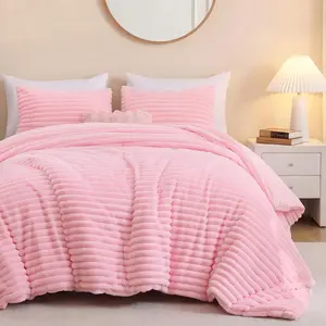 Comforter Set  - Ultra Soft Plush Fleece Black Bed Sets,  Warm Luxury Bedding Comforter with 2 Pillowcases, Cozy Heavy Warm Comforter Sets for  Season