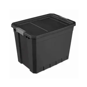 Sterilite 27 Gal Stackable Rectangle Home Organizer - Plastic Box Organizer, Garage Storage Box with Deep Lid, Opaque Finish, Titanium Latch