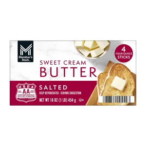 Member's Mark Salted Sweet Cream Butter Block, 4 lbs (4 x 1 lb) – Rich, Creamy Butter for Cooking, Baking & Spreading