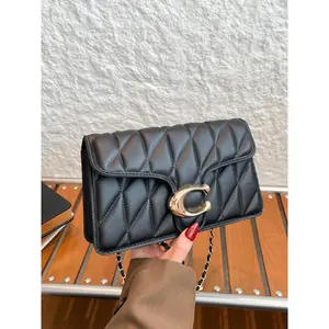 New Women's High-End Embroidered Plaid Chain Bag, Fashionable Crossbody Shoulder Bag, Detachable Leather Strap, Ideal for Dates and Parties, Embellished Shoulder Bag