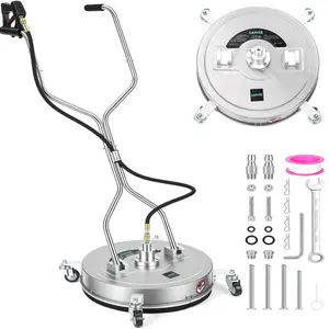 Garvee 21 Inch Stainless Steel Pressure Washer Surface Cleaner, 4 Wheels & Dual Handle Design, Efficient Cleaning Attachment, Silver Ideal for Patios, Sidewalks, Decks and Driveways