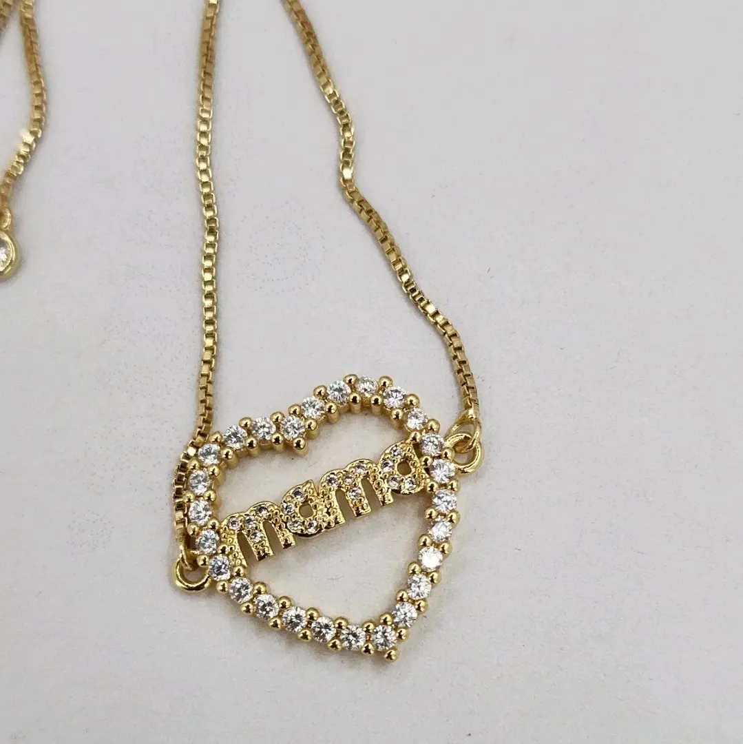 MAMA Beautiful bracelet gold-plated adjustable size clear stones heart style