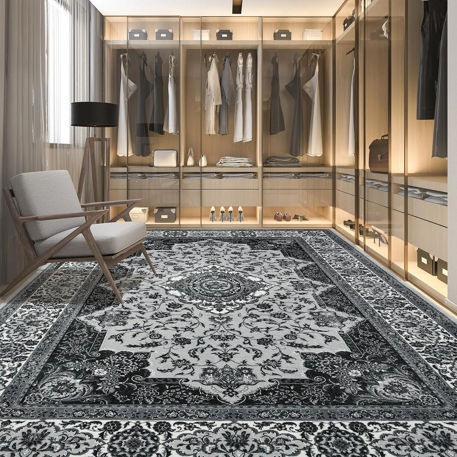 junovo Bohemian Style Rug, Non-Slip Backing, Low Pile, Machine Washable [Black Friday & Cyber Monday] Boho Area Rug Boho Runner Rug