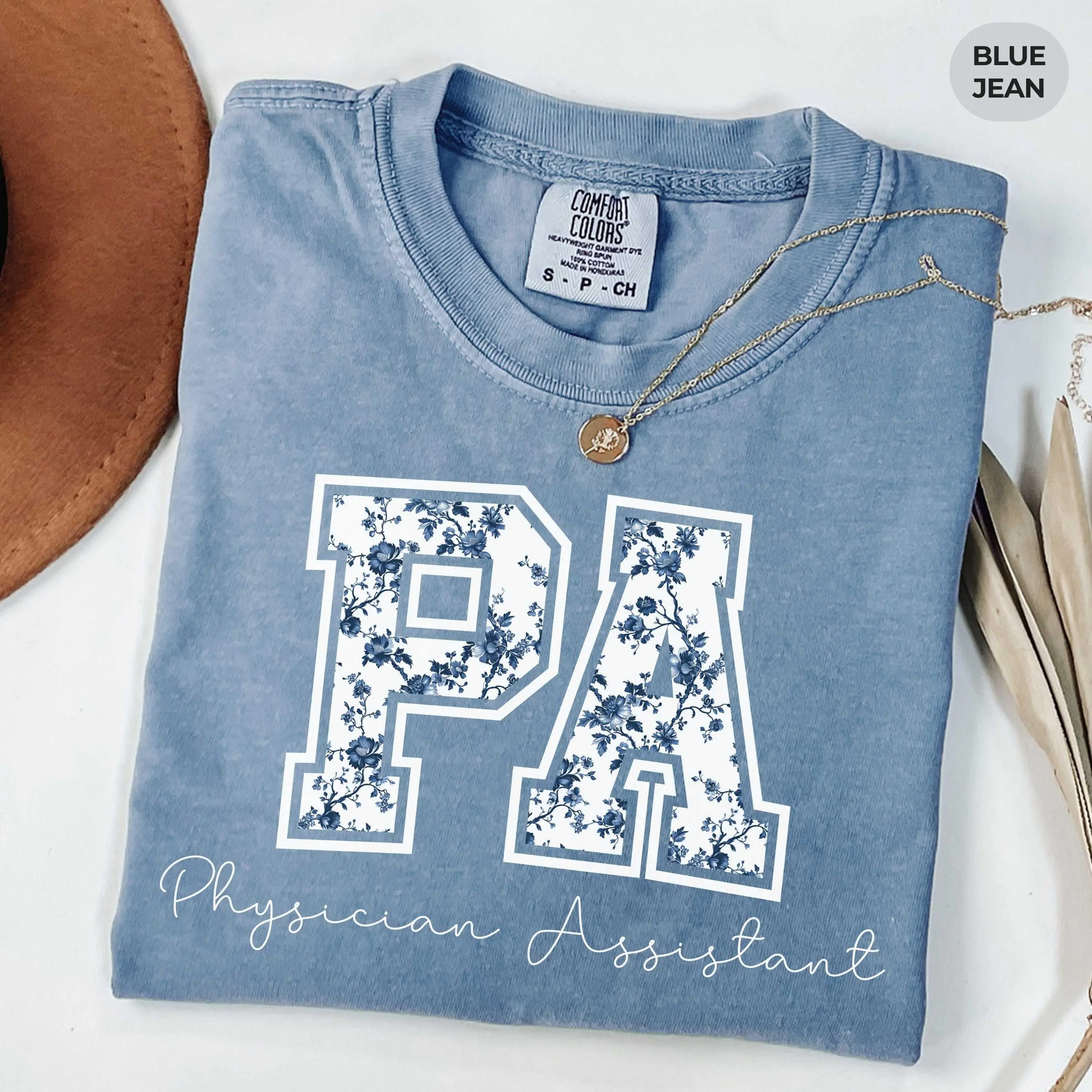 Comfort colors Physician Assistant Shirt Blue Floral Toile Pa Tshirt Physician Assistant Gift Appreciation Pa Tee Physician Assistant