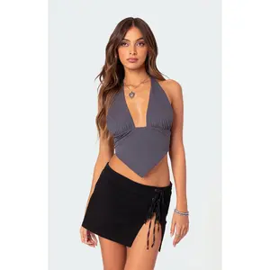 Edikted Women's Open Back Triangle Halter Top