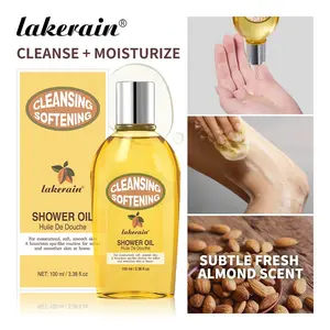 Lakerain Nourishing Smooth Bath Oil, Body Cleansing Products, Dissolves Into Creamy Foam, Gentle Cleansing, Moisturizing Experience, Warm Almond Scent, Suitable for Dry & Sensitive Skin