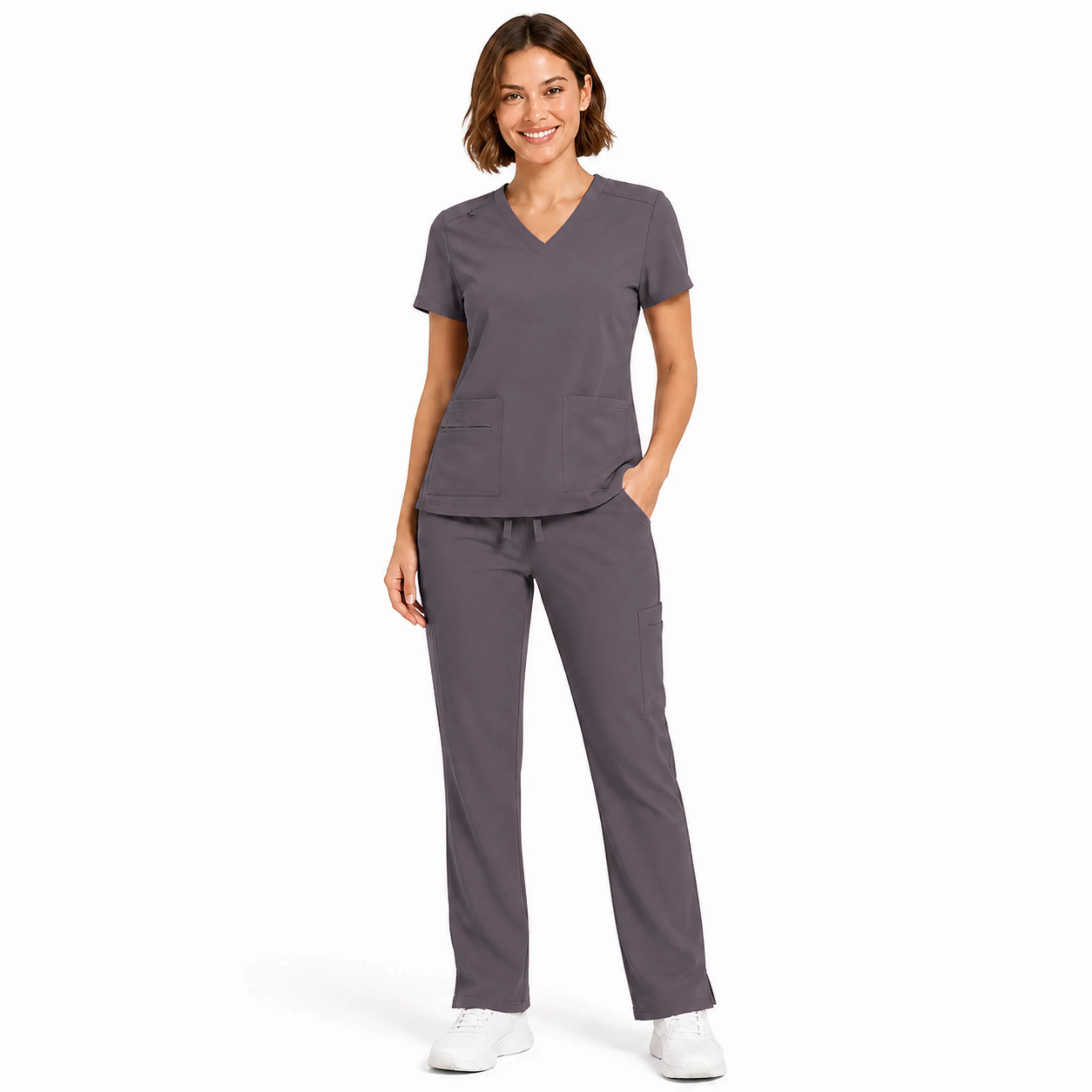 M&M Scrubs Women’s Stretch V-Neck Scrub Set – Cargo Pants & Top with Pockets, Cool Lightweight Medical Uniform for Nurses & Healthcare Professionals