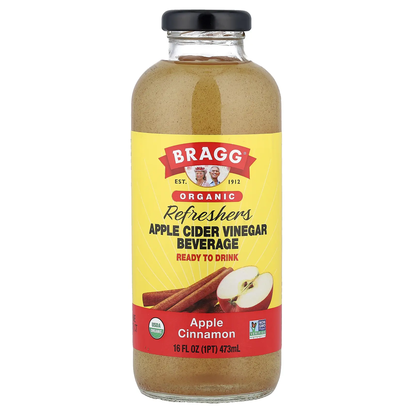 Bragg Organic Apple Cider Vinegar Refresher, Apple Cinnamon, 16 fl oz (473 ml)