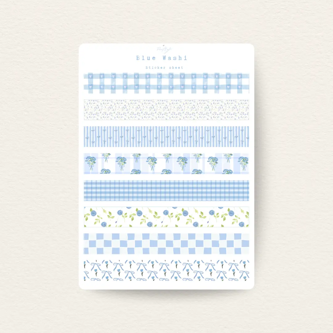 Blue Washi Sticker sheet Blue Washi Sticker sheet