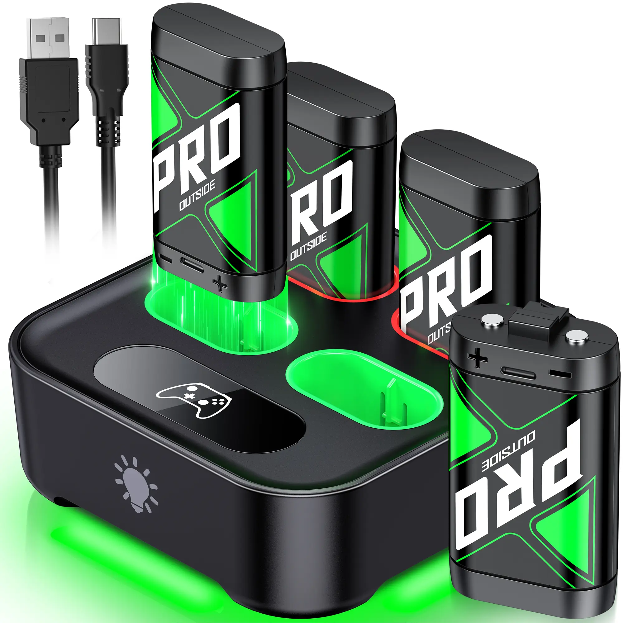 ESYWEN Rechargeable Battery Pack for Xbox One/Series X|S Controllers, 4*4080mWh Batteries for Xbox One S/X/Elite