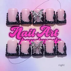 Y2K Style 10 Finger Duckbill Artificial French Tip Nails, Handmade Nail Art Design Press On with 3 Sizes (S, M, L), Perfect for Parties, Gifts, and Casual Events