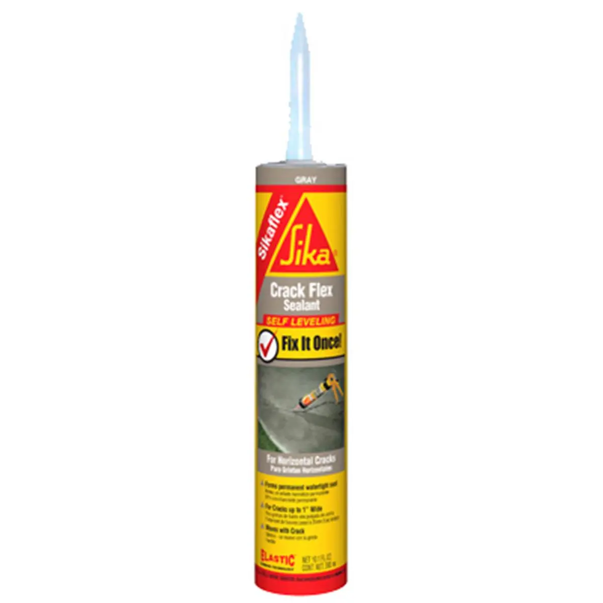 Sika 427706 Flex Sealant, 10.1 oz. Tube - Textured, Self-Leveling Waterproof Multipurpose Adhesive with Flexibility for Natural Movement, Home Use, Seals Cracks Up to 1 in. Wide Cracked Concrete Filler